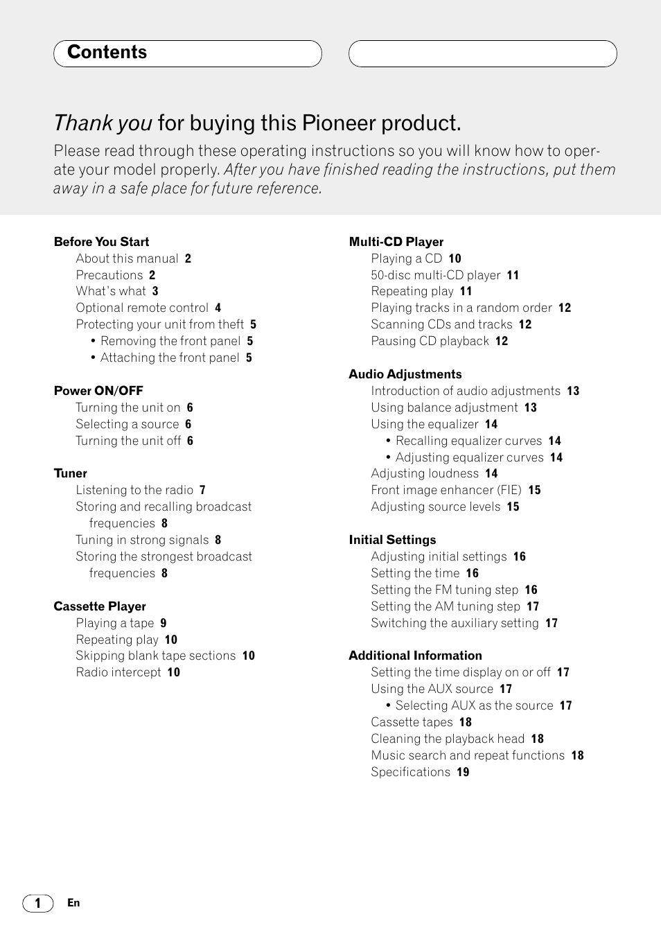 Pioneer KEH-P4025 User Manual | Page 2 / 41