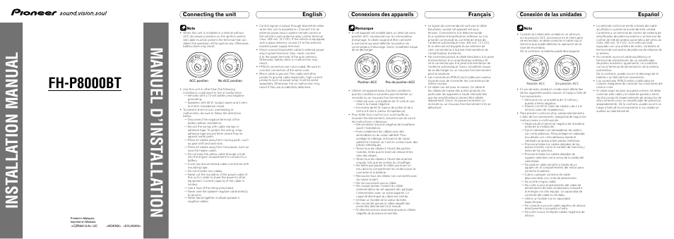 Pioneer FH-P8000BT User Manual | 7 pages