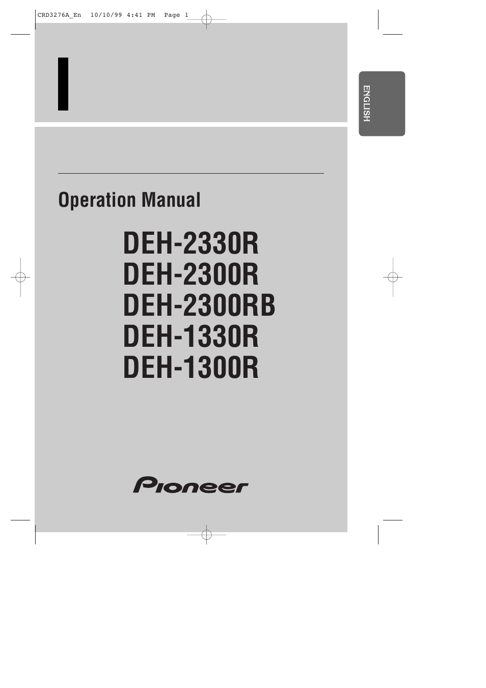 Pioneer DEH-1330R User Manual | 30 pages