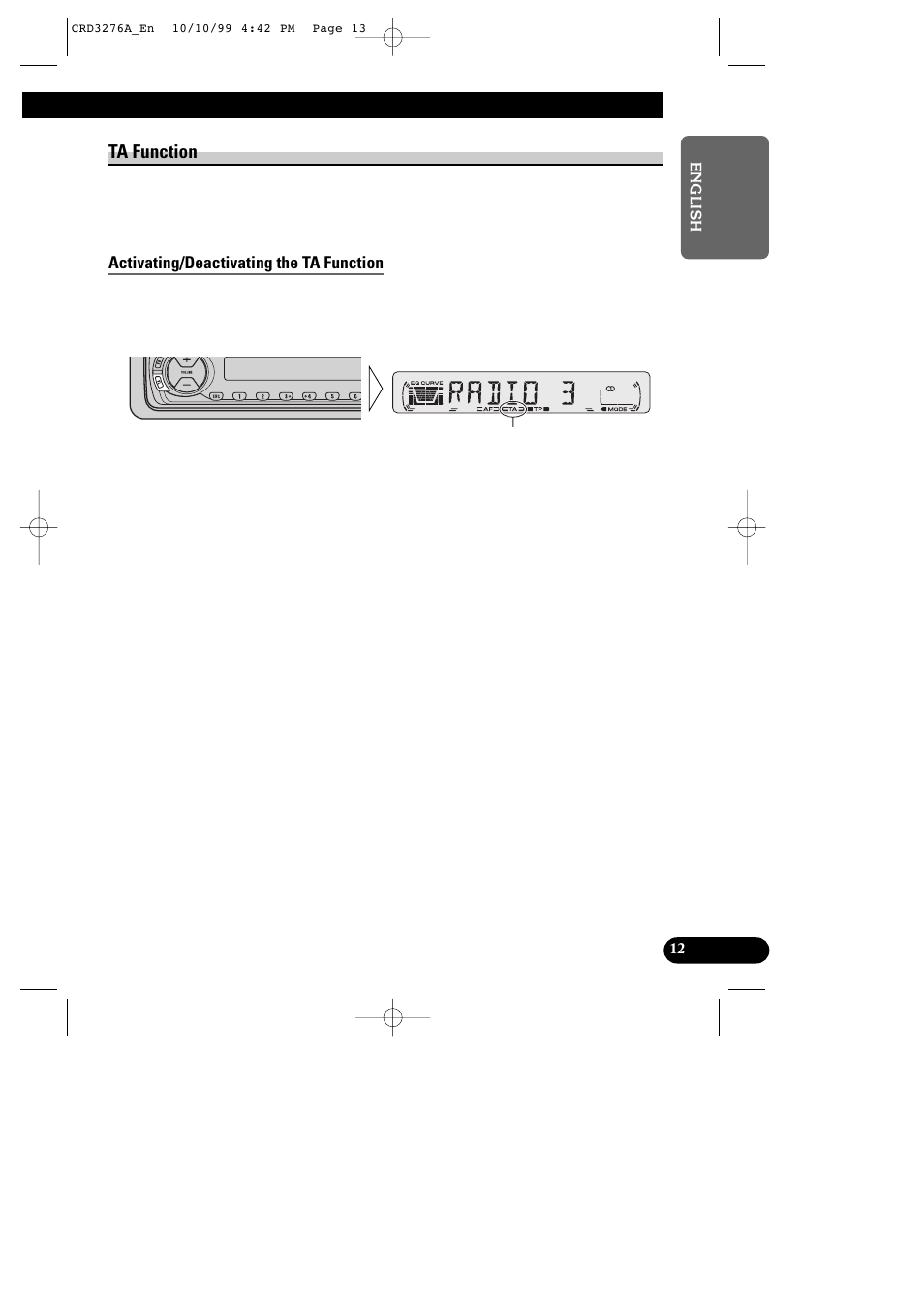 13 ta function | Pioneer DEH-1330R User Manual | Page 13 / 30