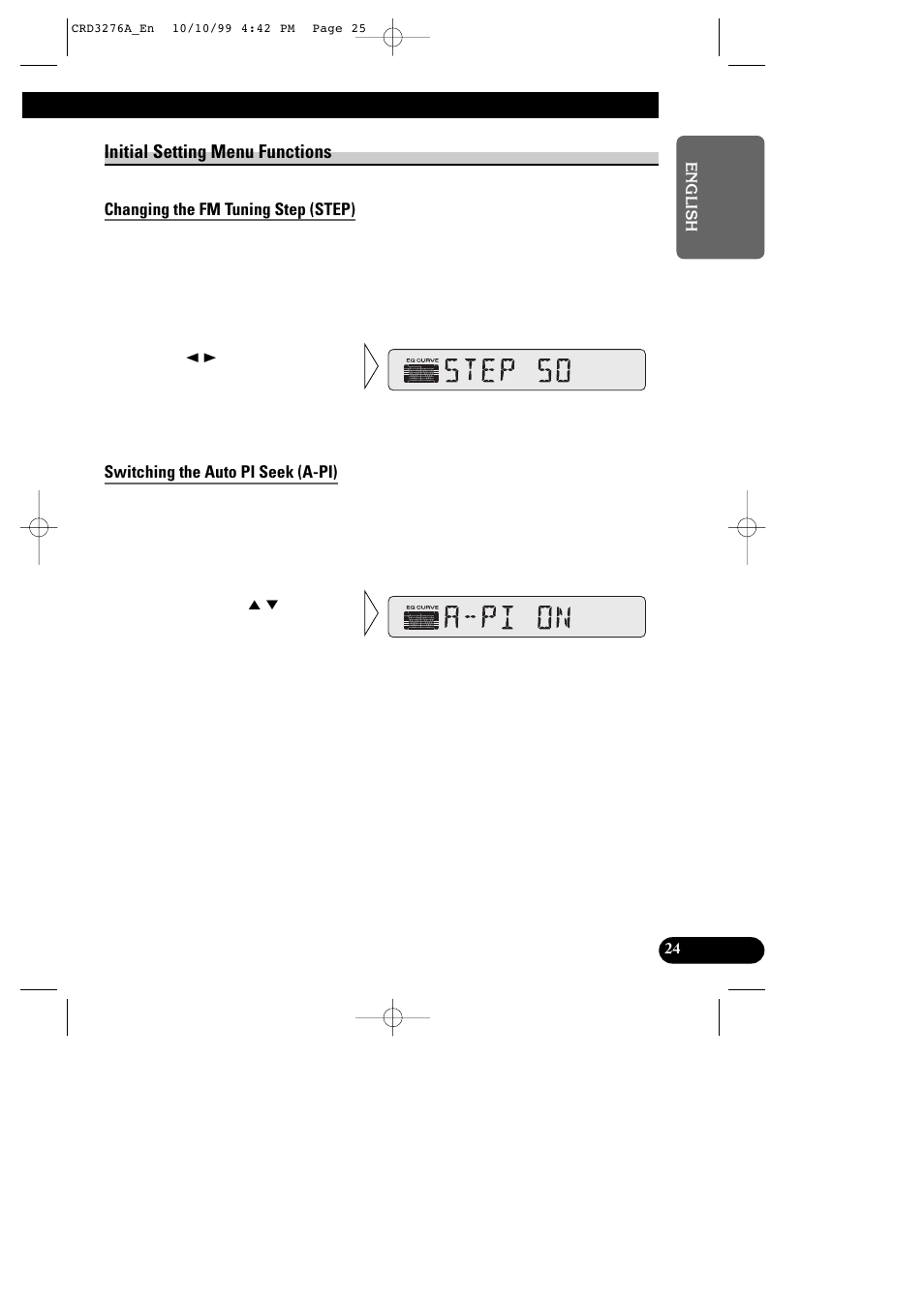 Initial setting menu functions | Pioneer DEH-1330R User Manual | Page 25 / 30