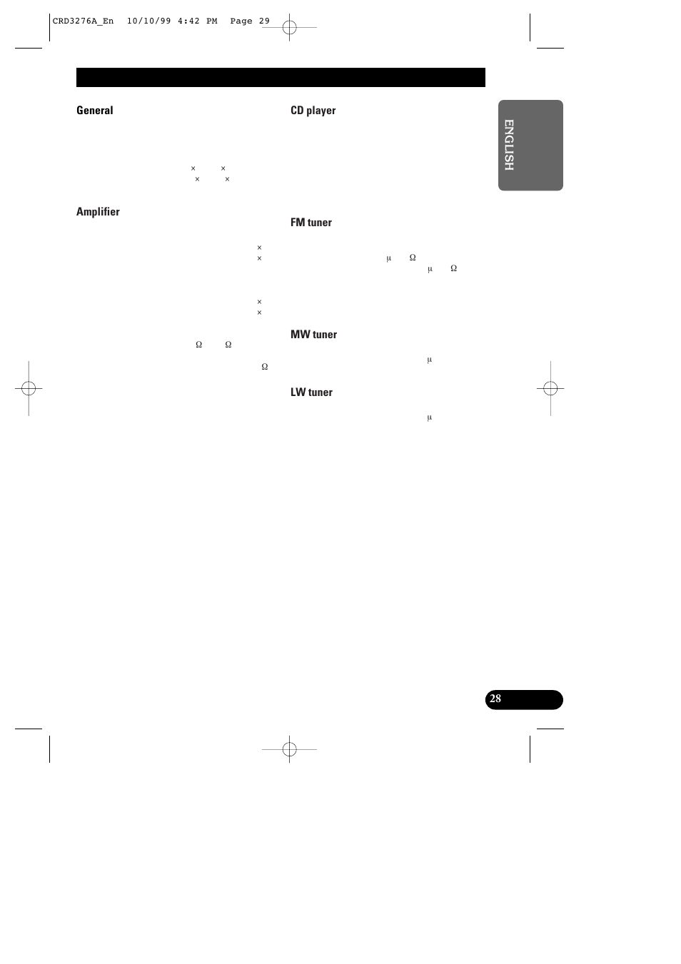 Specifications | Pioneer DEH-1330R User Manual | Page 29 / 30