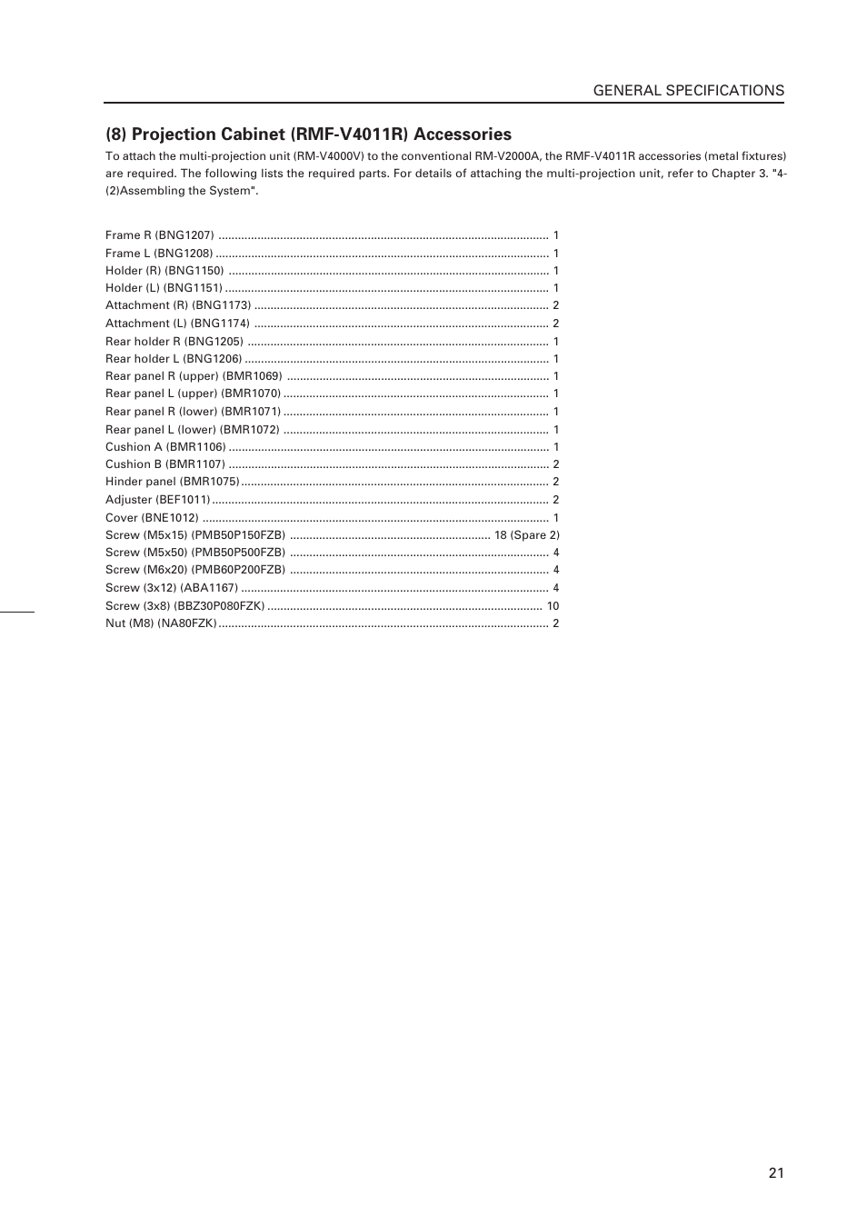 21 general specifications | Pioneer RM-V4000V User Manual | Page 22 / 136