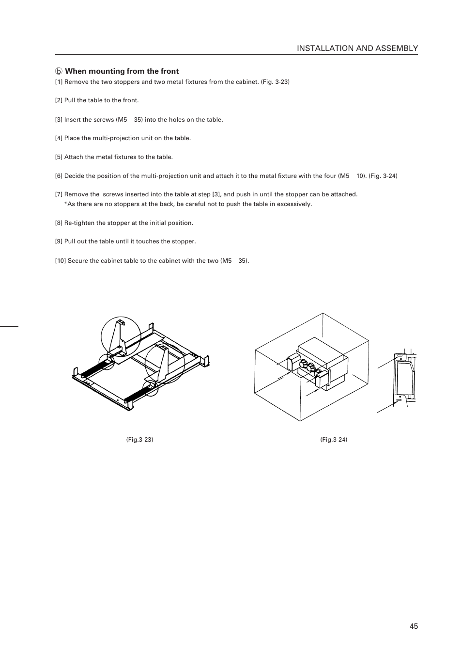 45 b when mounting from the front, Installation and assembly | Pioneer RM-V4000V User Manual | Page 46 / 136