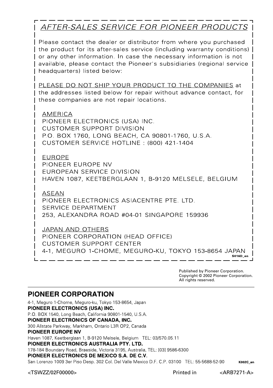 Pioneer S-DV303 User Manual | Page 76 / 76