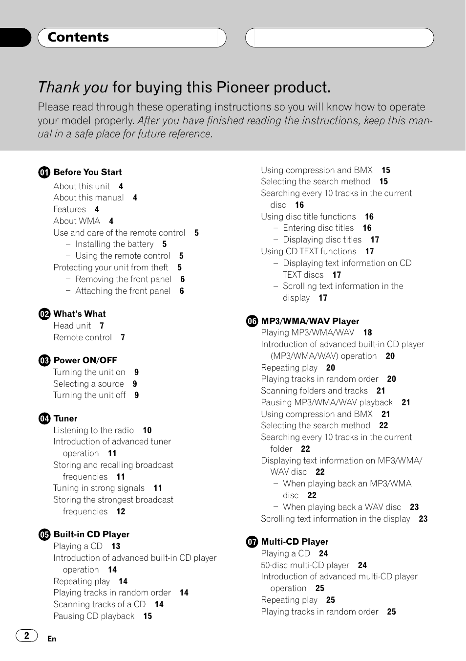 Pioneer DEH-P4850MP User Manual | Page 2 / 145