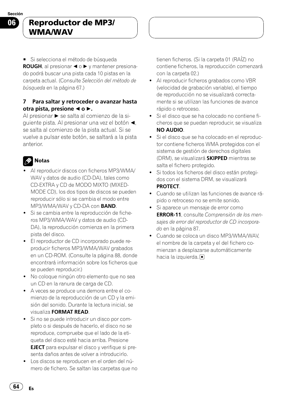 Reproductor de mp3/ wma/wav | Pioneer DEH-P4850MP User Manual | Page 64 / 145
