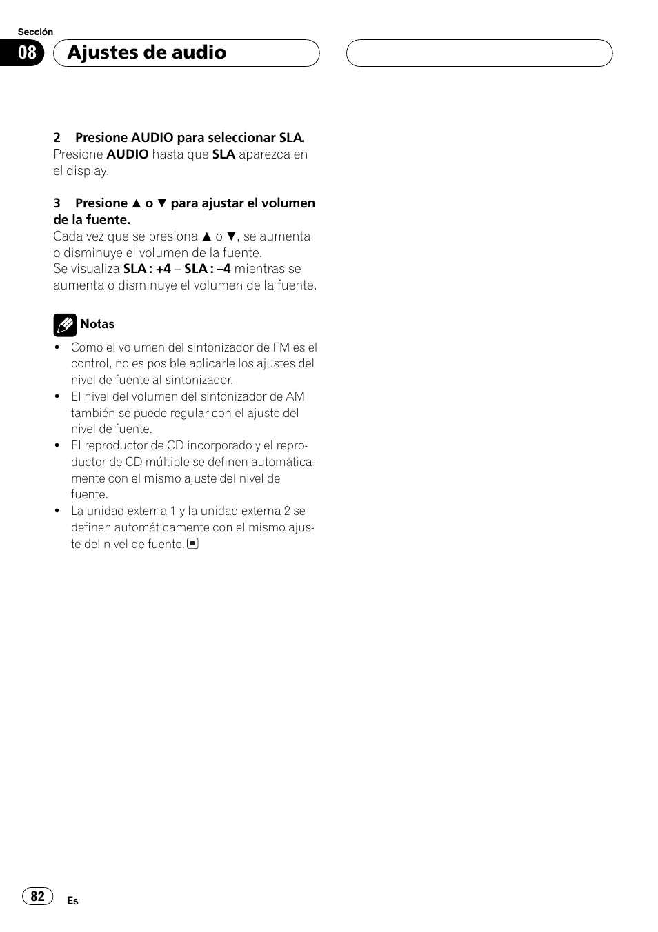 Ajustes de audio | Pioneer DEH-P4850MP User Manual | Page 82 / 145