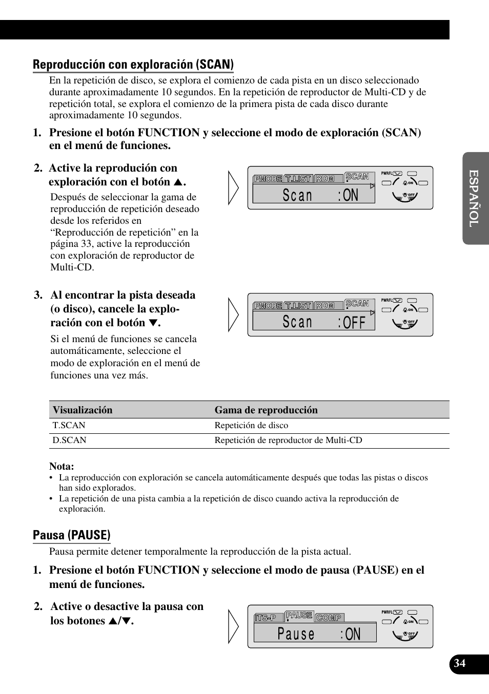 Reproducción con exploración (scan), Pausa (pause), A title (english) | Pioneer DEH-P6300R User Manual | Page 103 / 140