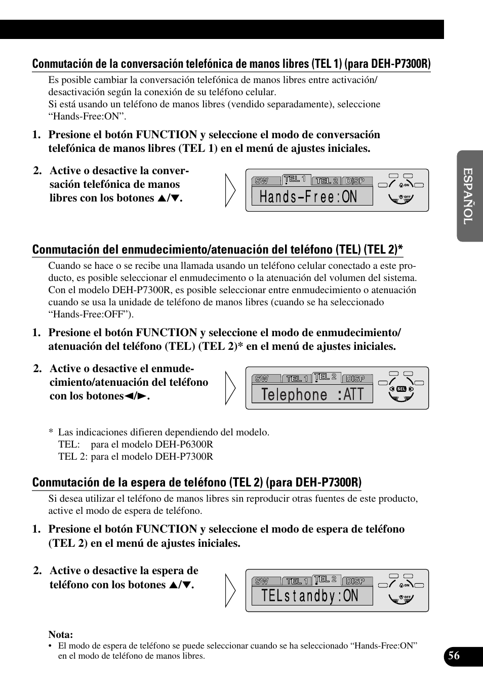 Conmutación de la espera de teléfono (tel 2) | Pioneer DEH-P6300R User Manual | Page 125 / 140
