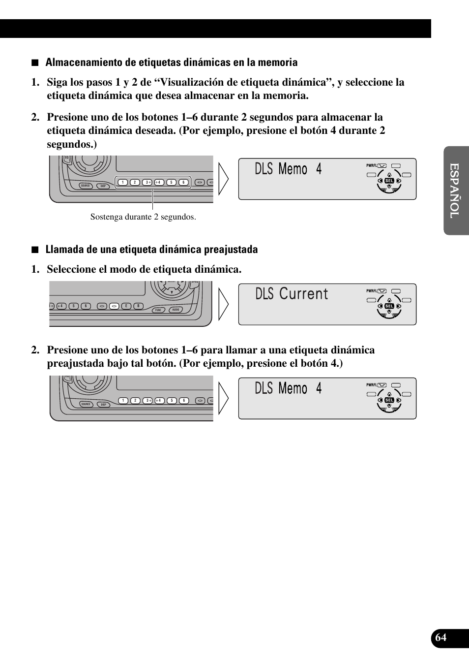 Current, Sostenga durante 2 segundos | Pioneer DEH-P6300R User Manual | Page 133 / 140