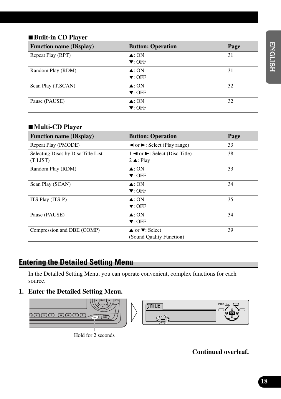 Entering the detailed setting menu, 7 multi-cd player | Pioneer DEH-P6300R User Manual | Page 19 / 140