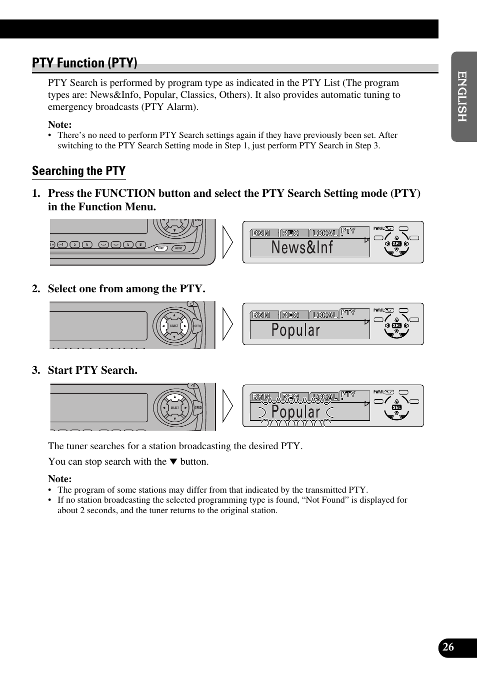 Pty function (pty), Searching the pty, News&inf | A title (english) | Pioneer DEH-P6300R User Manual | Page 27 / 140