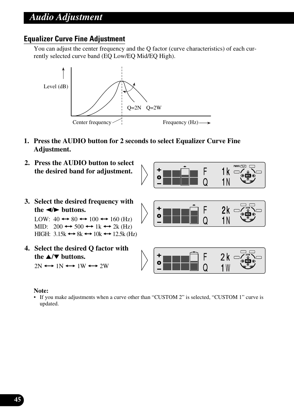 Equalizer curve fine adjustment, Audio adjustment | Pioneer DEH-P6300R User Manual | Page 46 / 140