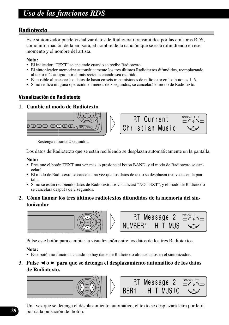 Radiotexto, Visualización de radiotexto, Uso de las funciones rds | Pioneer DEH-P6300R User Manual | Page 98 / 140