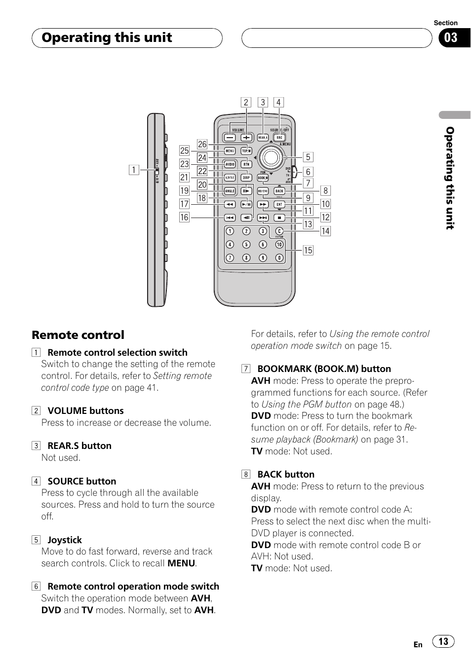 Operating this unit | Pioneer Super Tuner III D AVH-P4950DVD User Manual | Page 13 / 85