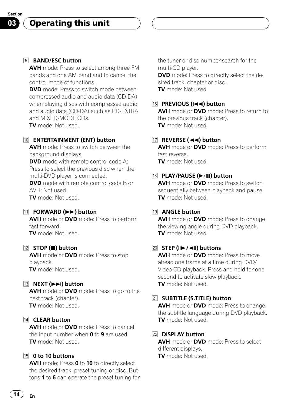 Operating this unit | Pioneer Super Tuner III D AVH-P4950DVD User Manual | Page 14 / 85