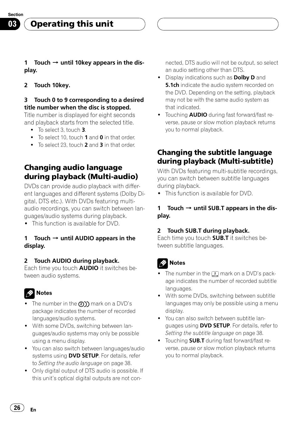 Operating this unit | Pioneer Super Tuner III D AVH-P4950DVD User Manual | Page 26 / 85