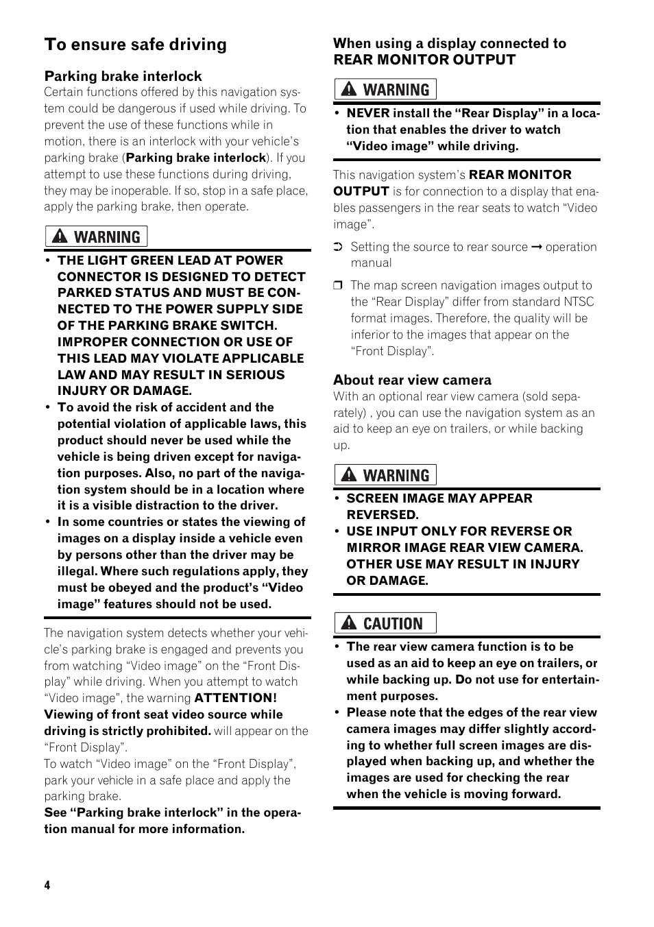 To ensure safe driving 4 | Pioneer SUPER TUNER III AVIC-Z3 User Manual | Page 6 / 24