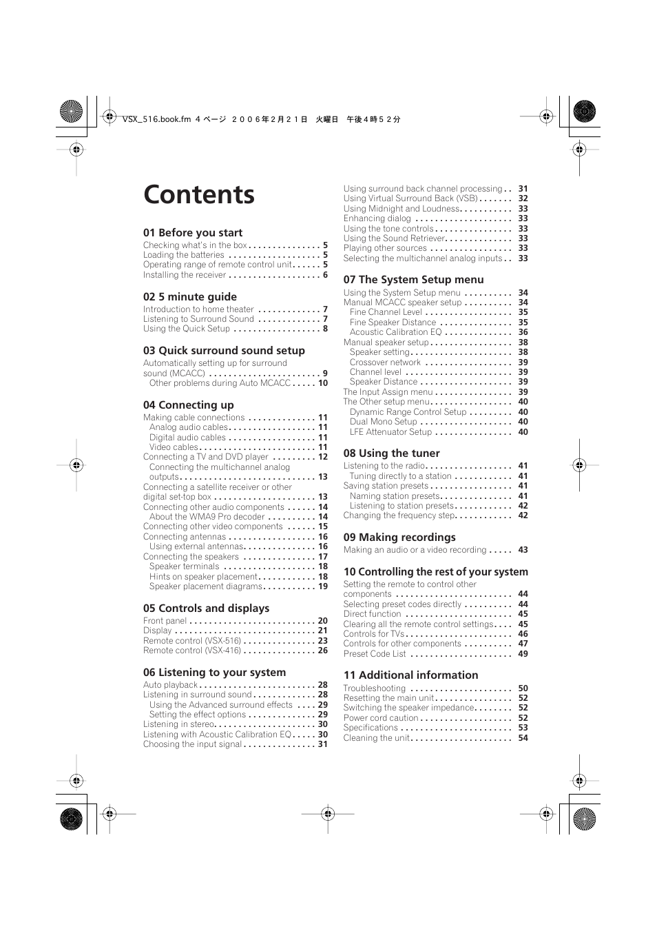 Pioneer VSX-416-S/-K User Manual | Page 4 / 55