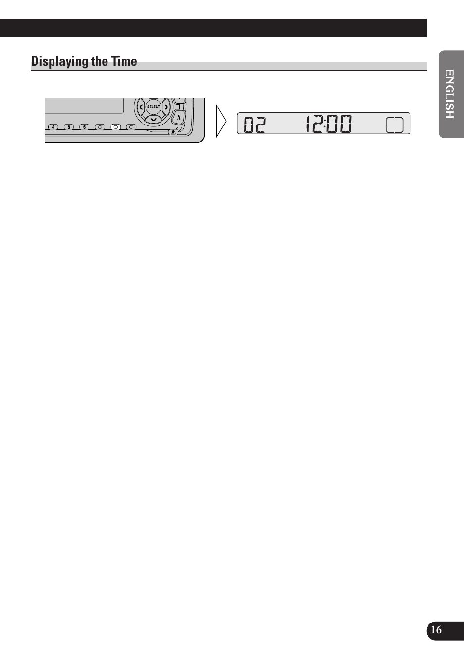 Displaying the time, A title (english) | Pioneer DEH-2100 User Manual | Page 17 / 56