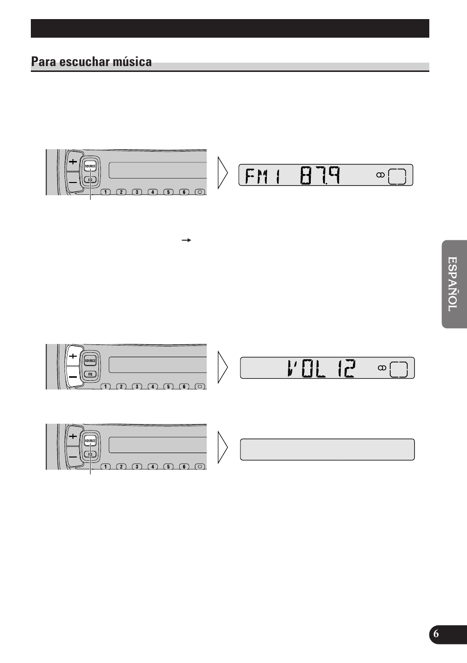 Operación básica, Para escuchar música | Pioneer DEH-2100 User Manual | Page 43 / 56