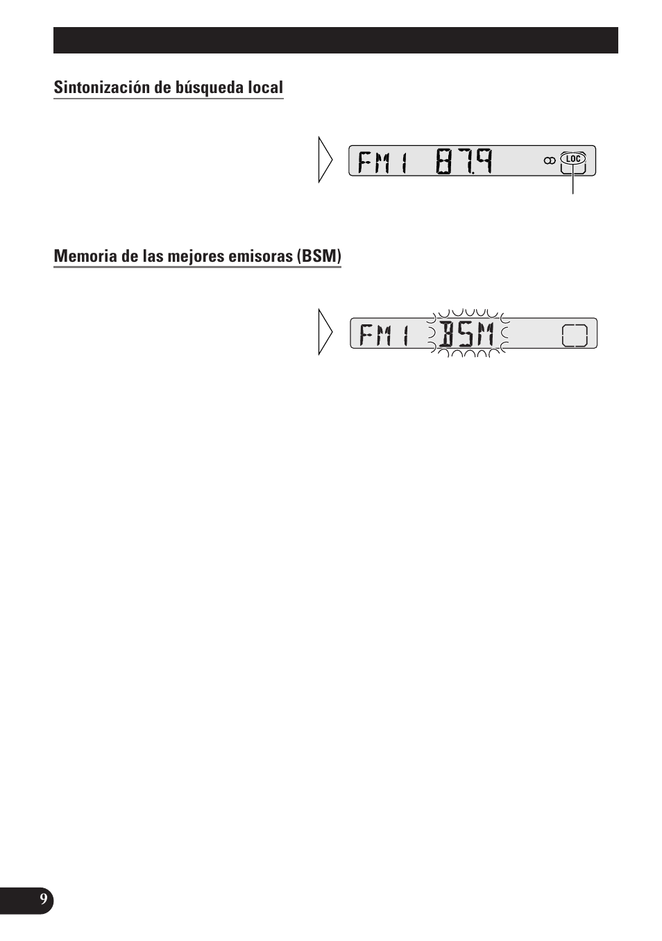 Operación del sintonizador, Sintonización de búsqueda local, Memoria de las mejores emisoras (bsm) | Pioneer DEH-2100 User Manual | Page 46 / 56