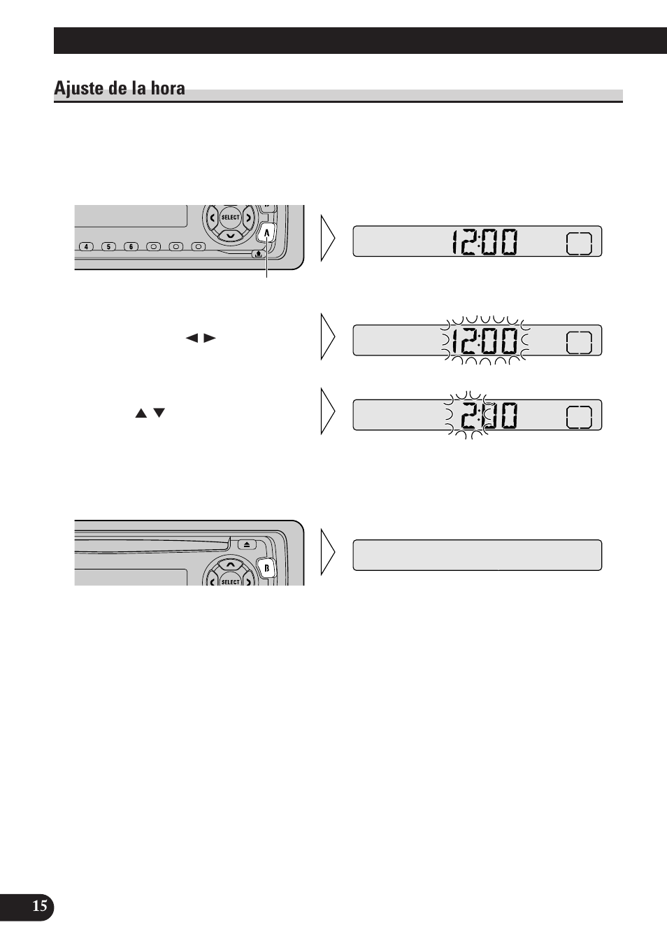 Otras funciones, Ajuste de la hora | Pioneer DEH-2100 User Manual | Page 52 / 56