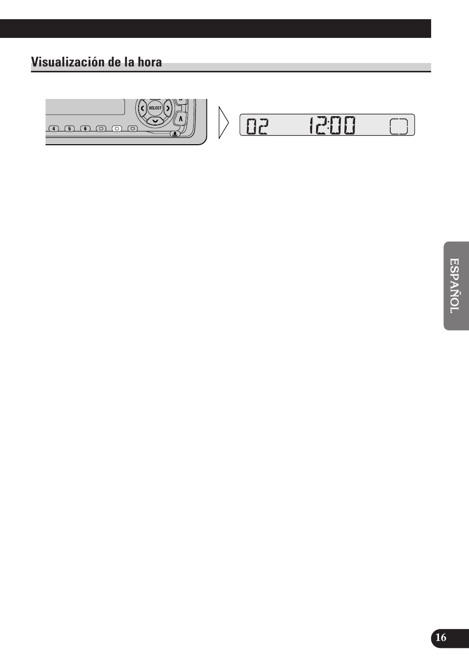 Visualización de la hora | Pioneer DEH-2100 User Manual | Page 53 / 56