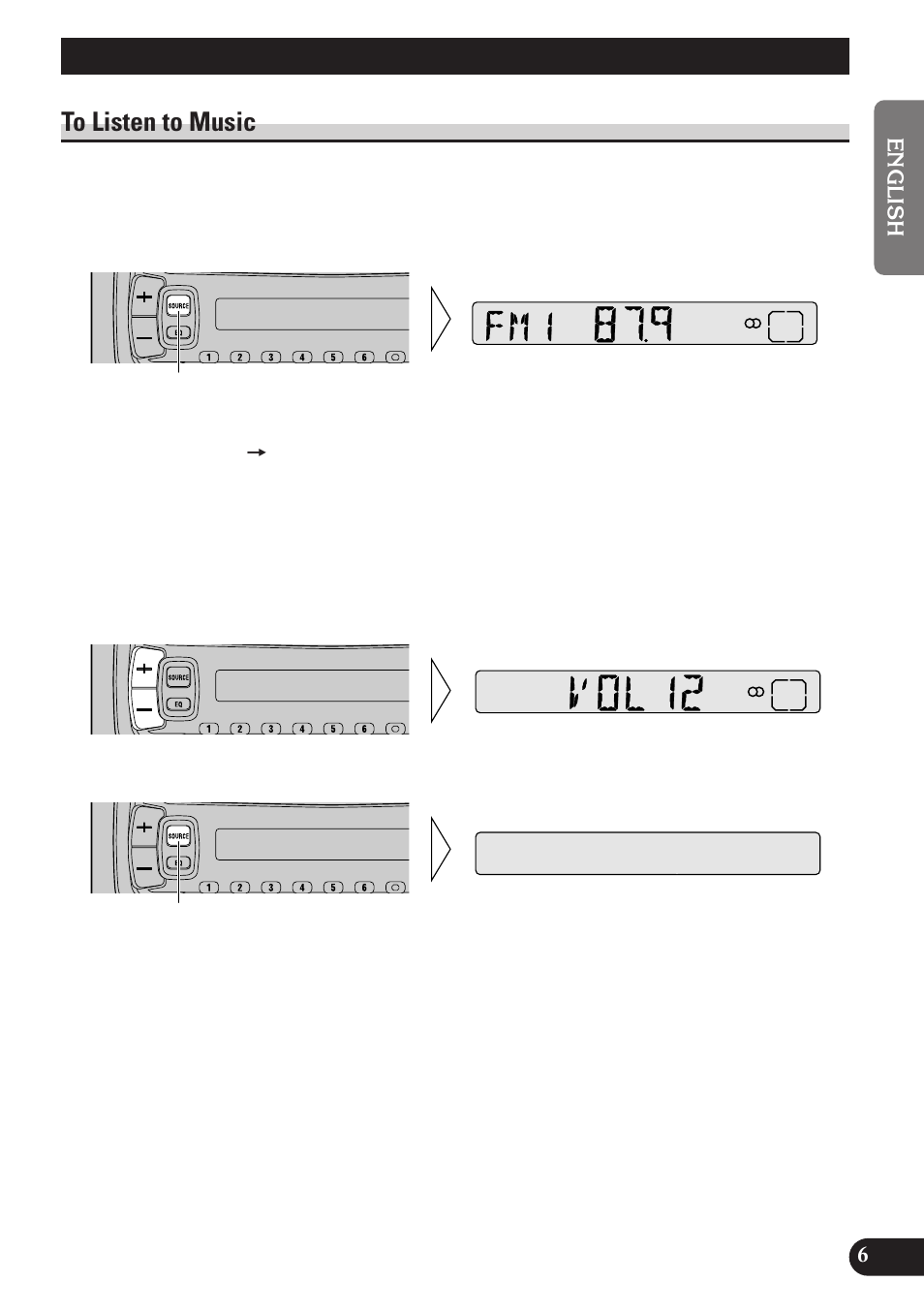 Basic operation, To listen to music, A title (english) | Pioneer DEH-2100 User Manual | Page 7 / 56