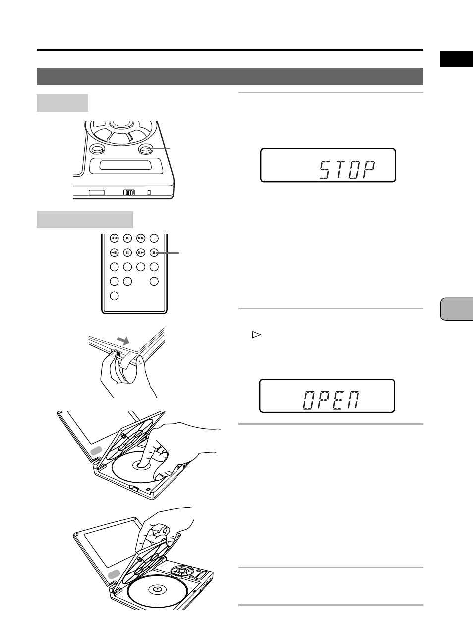 Removing discs, Press the stop button, Remove the disc | Press push close to close the lid | Pioneer PDV-10 User Manual | Page 55 / 128