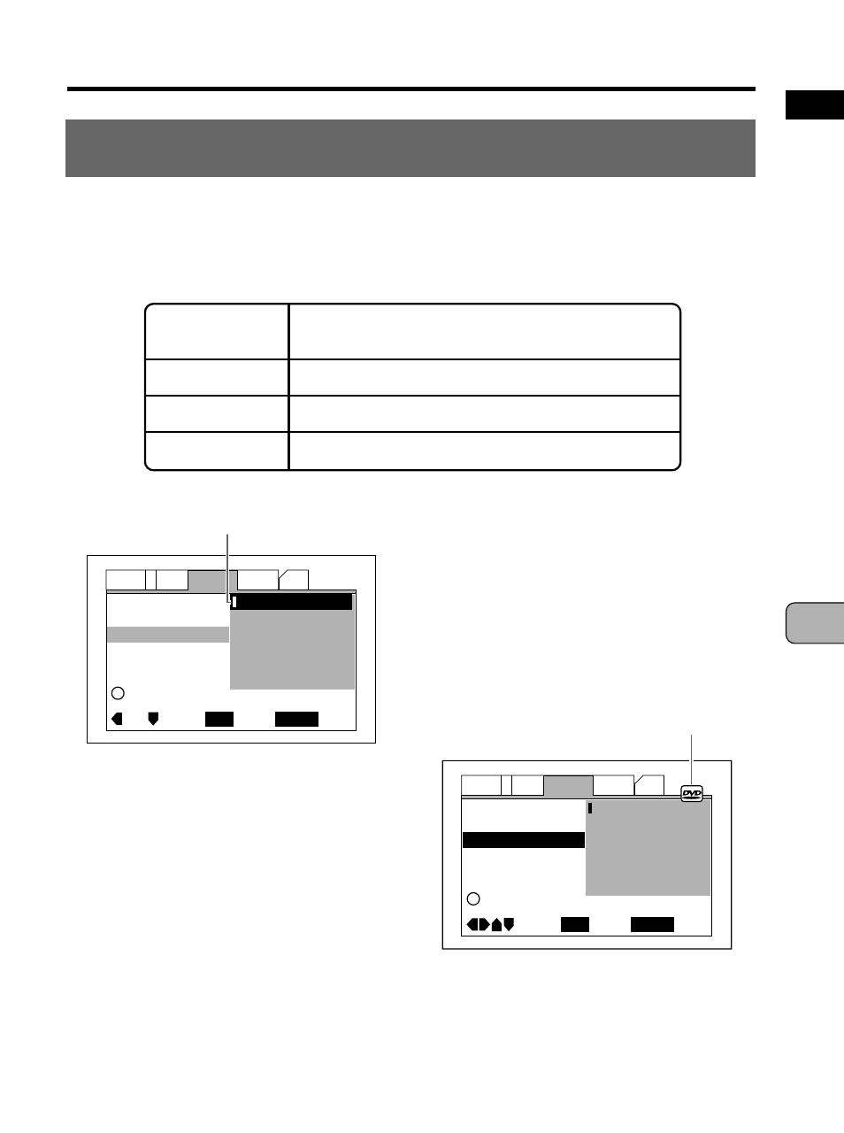 Items that can be set and items that, Cannot be set depending on the type of disc, Color of indicator | Pioneer PDV-10 User Manual | Page 59 / 128