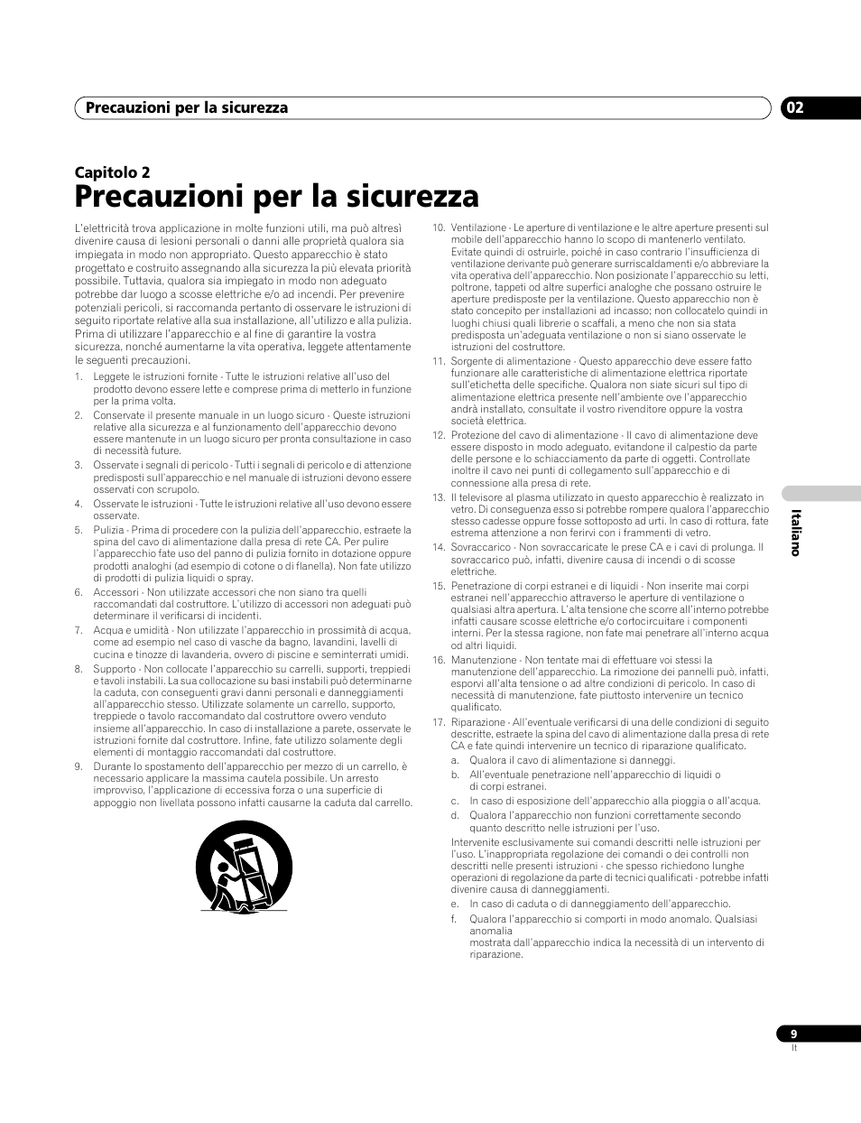 Precauzioni per la sicurezza, Precauzioni per la sicurezza 02, Capitolo 2 | Pioneer PDP-4270XA User Manual | Page 141 / 267