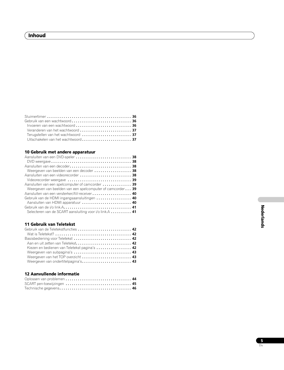 Inhoud | Pioneer PDP-4270XA User Manual | Page 181 / 267