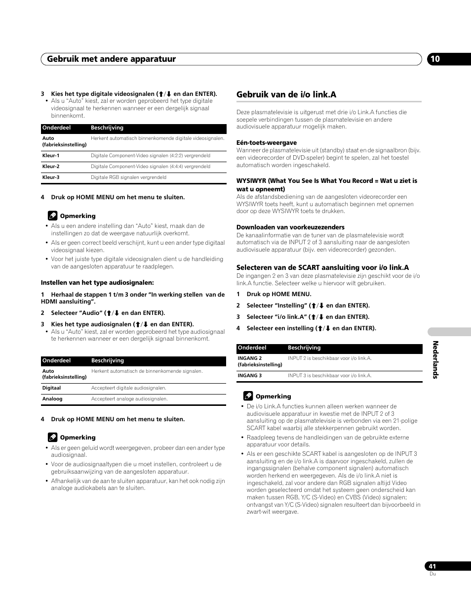 Gebruik van de i/o link.a, Gebruik met andere apparatuur 10 | Pioneer PDP-4270XA User Manual | Page 217 / 267