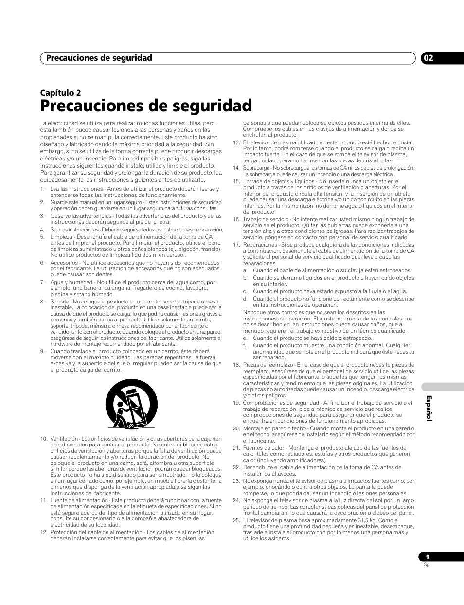 Precauciones de seguridad, Precauciones de seguridad 02, Capítulo 2 | Pioneer PDP-4270XA User Manual | Page 229 / 267