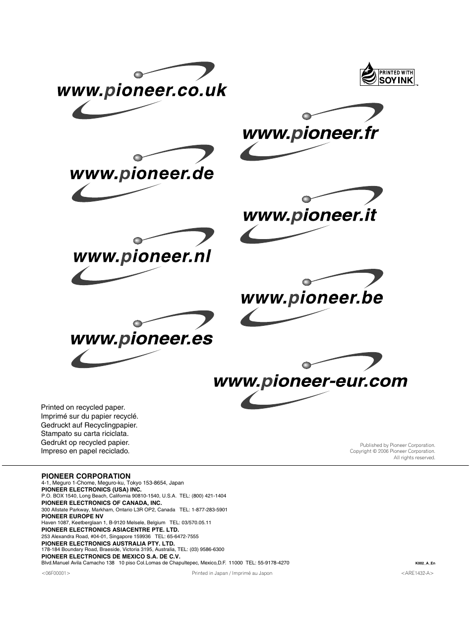 Pioneer corporation | Pioneer PDP-4270XA User Manual | Page 267 / 267