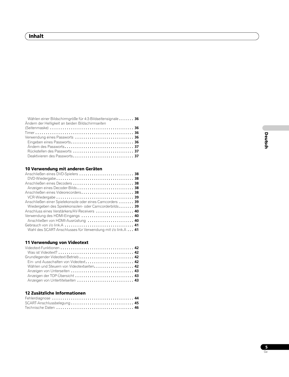 Inhalt | Pioneer PDP-4270XA User Manual | Page 93 / 267