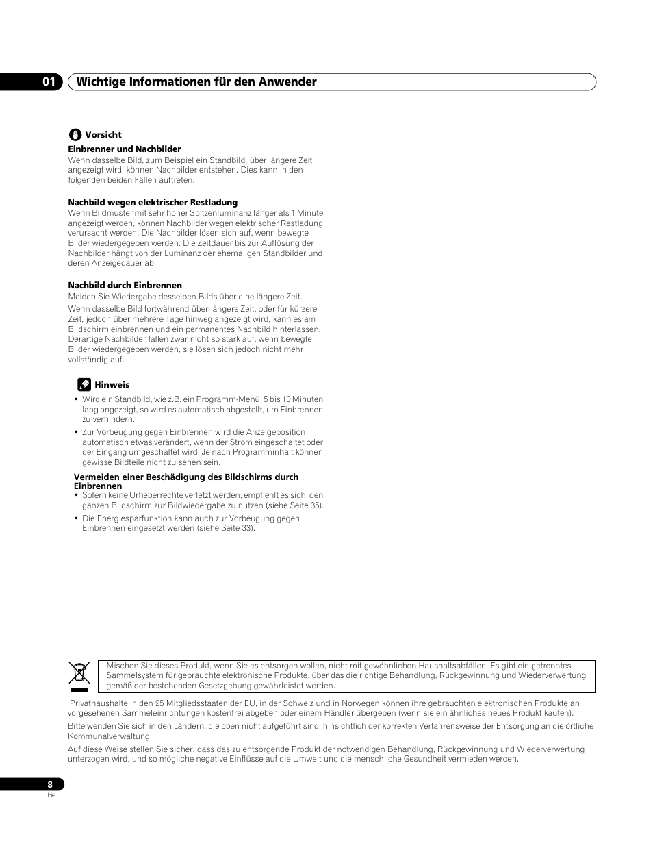 Wichtige informationen für den anwender 01 | Pioneer PDP-4270XA User Manual | Page 96 / 267