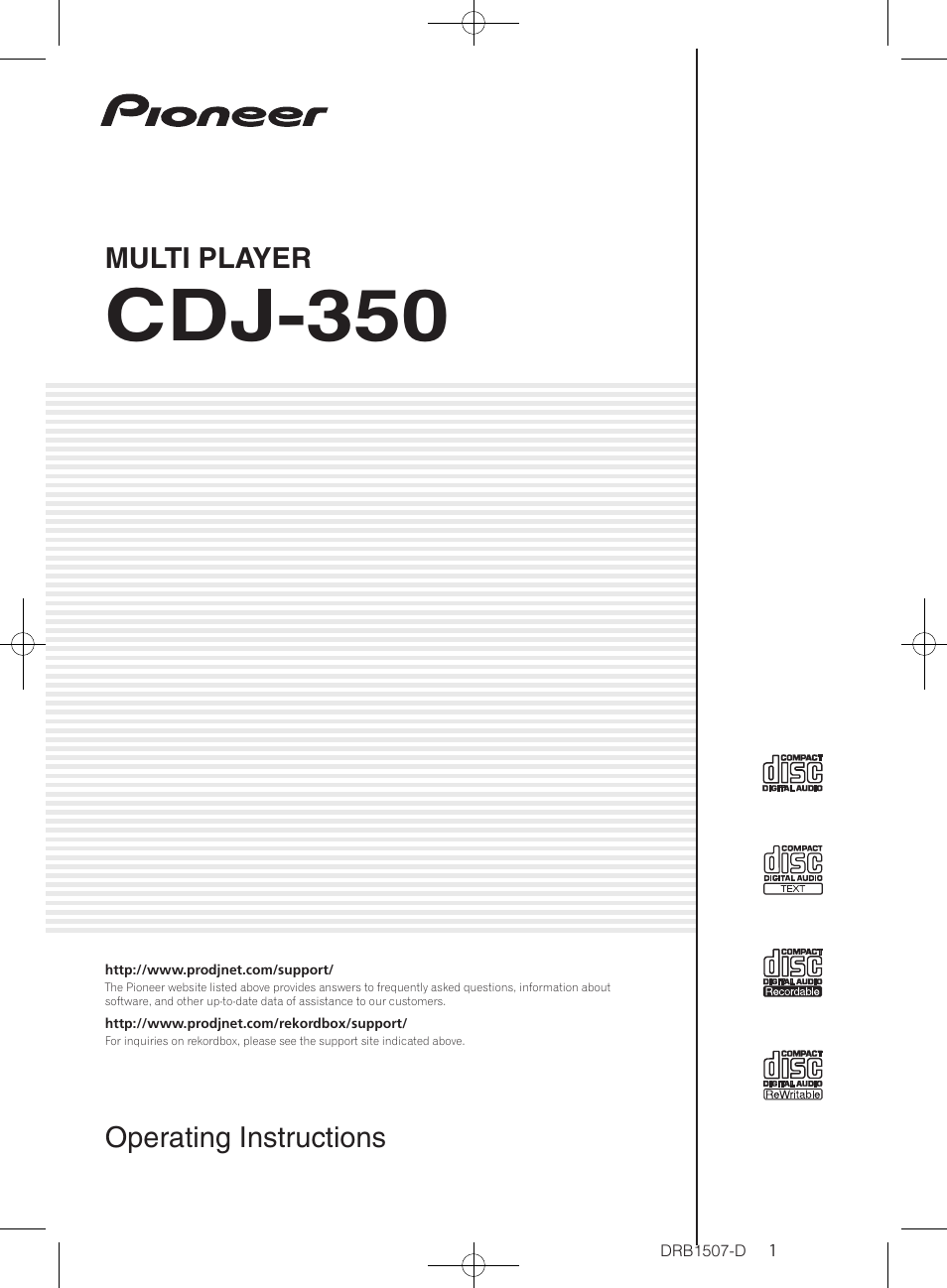 Pioneer Multi Player CDJ-350 User Manual | 28 pages