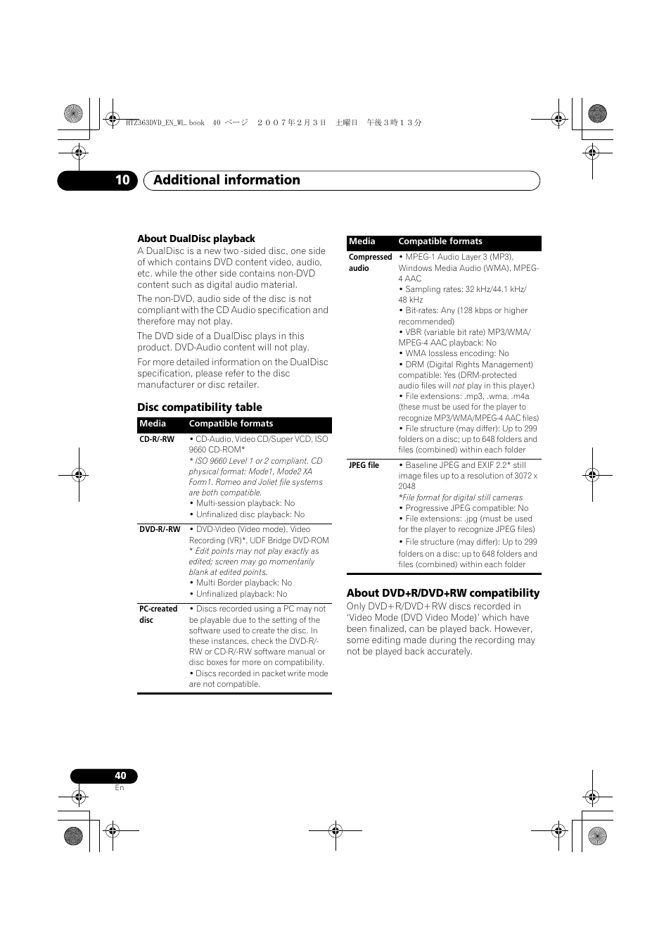 Additional information 10 | Pioneer S-DV4T User Manual | Page 40 / 52