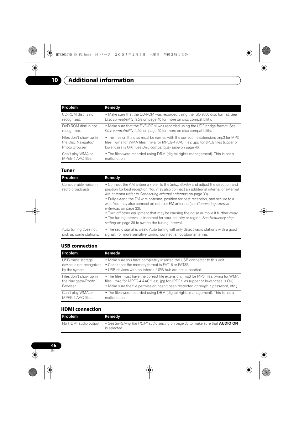 Additional information 10 | Pioneer S-DV4T User Manual | Page 46 / 52