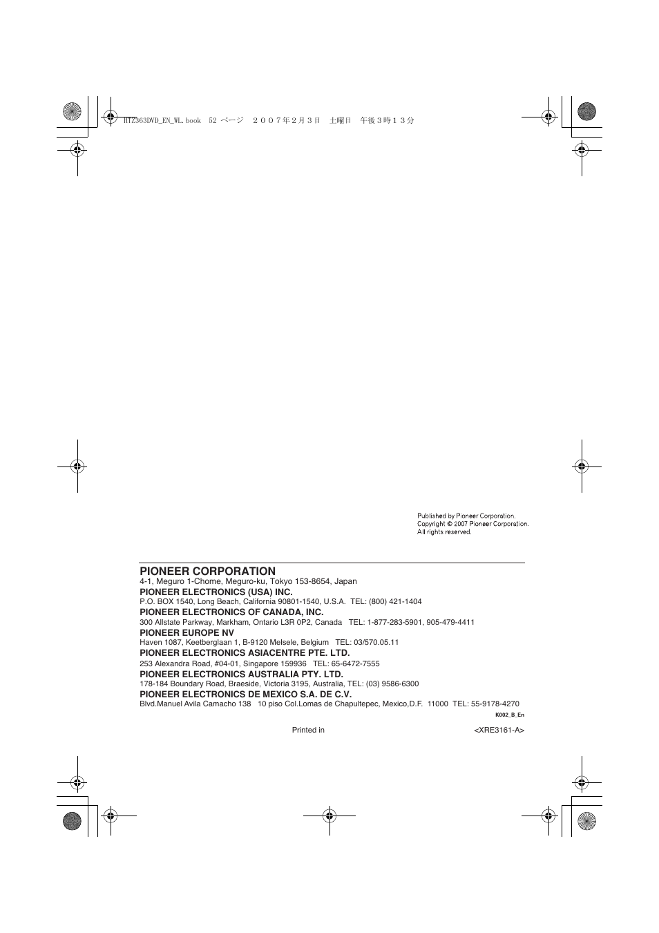 Pioneer corporation | Pioneer S-DV4T User Manual | Page 52 / 52