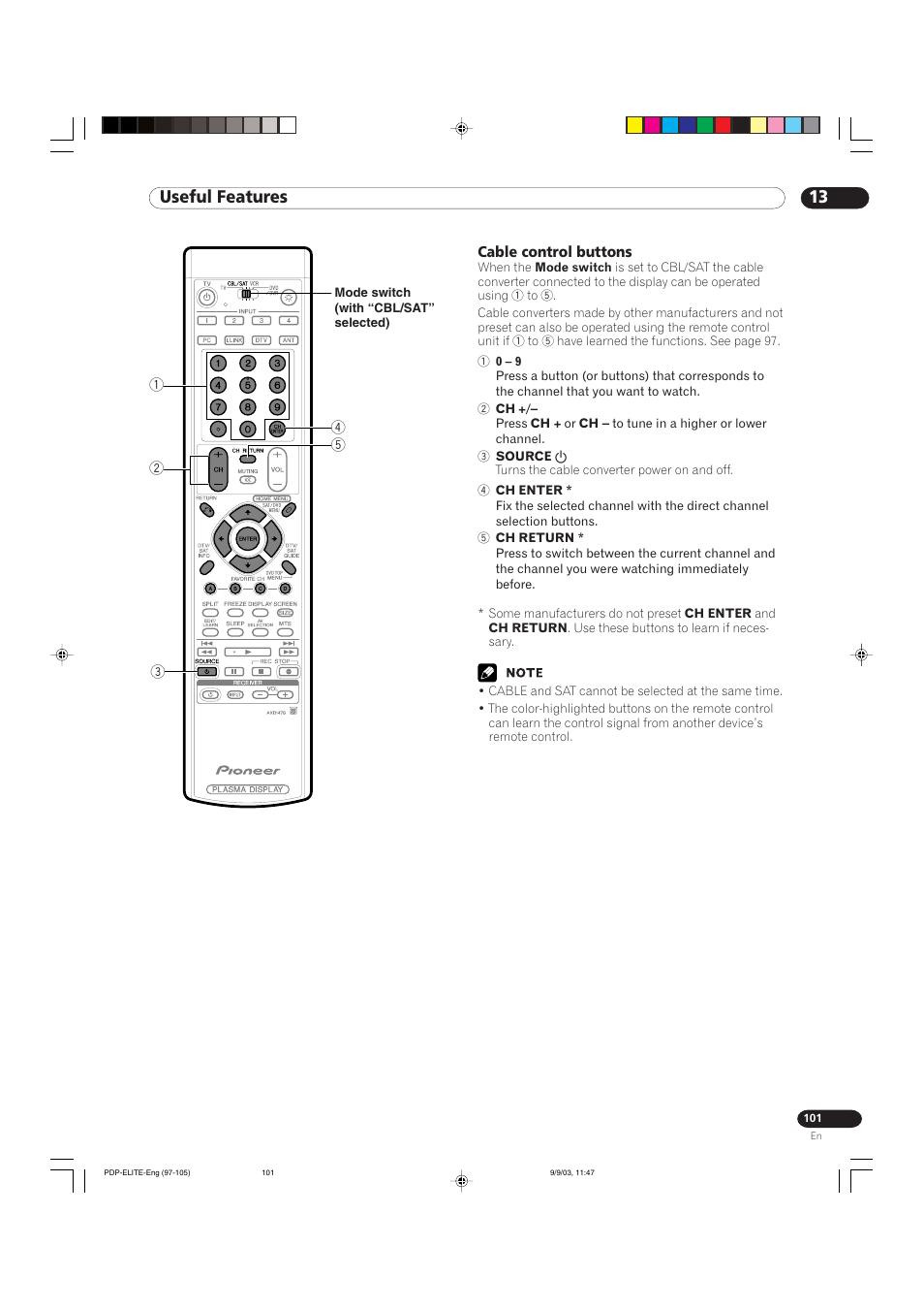 13 useful features | Pioneer Elite PureVision PRO 1110HD User Manual | Page 101 / 120