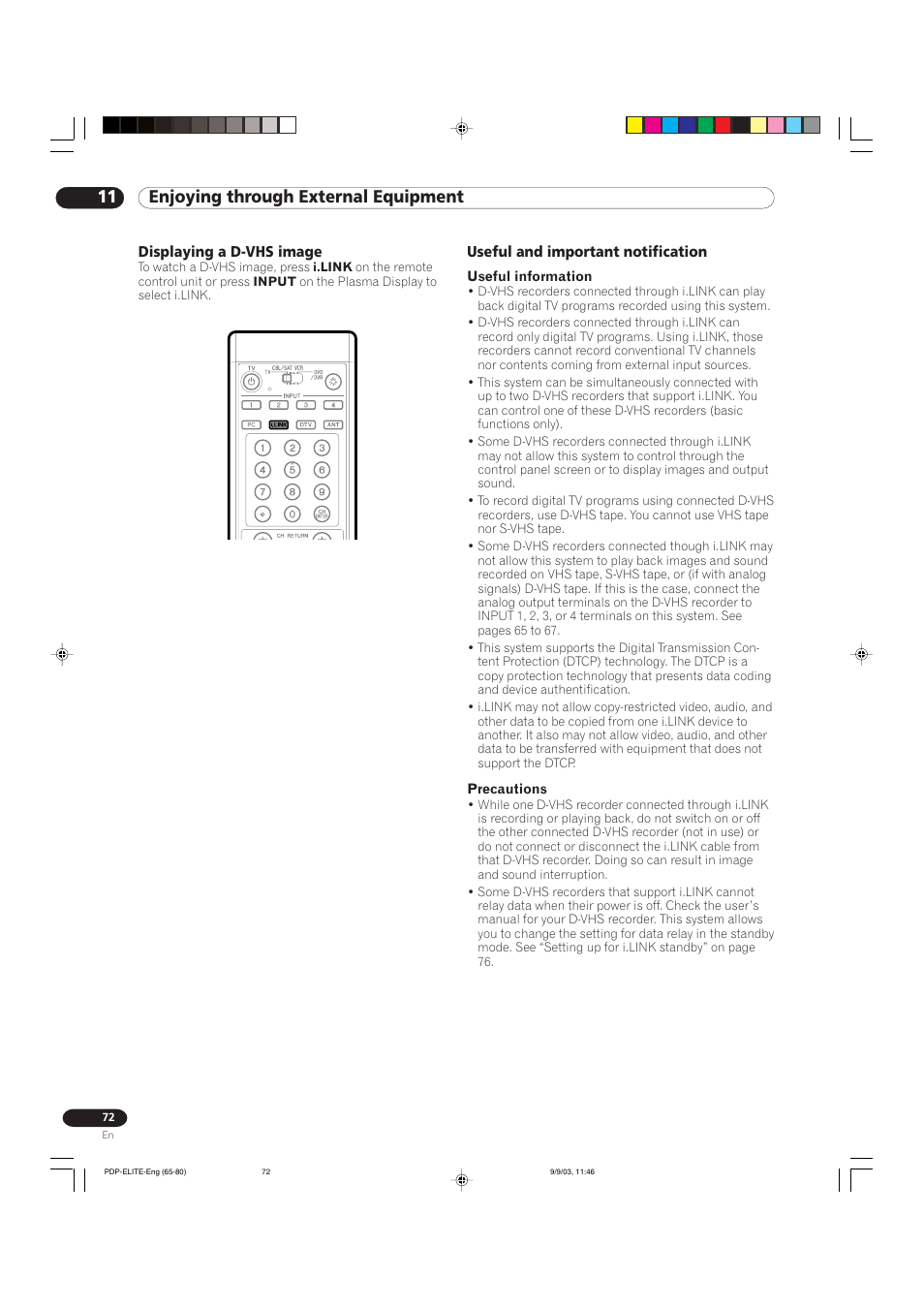 11 enjoying through external equipment | Pioneer Elite PureVision PRO 1110HD User Manual | Page 72 / 120