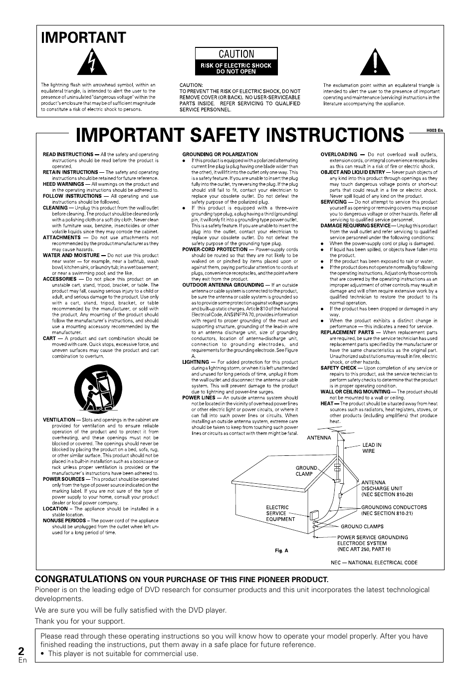 Pioneer DV-440 User Manual | Page 2 / 64