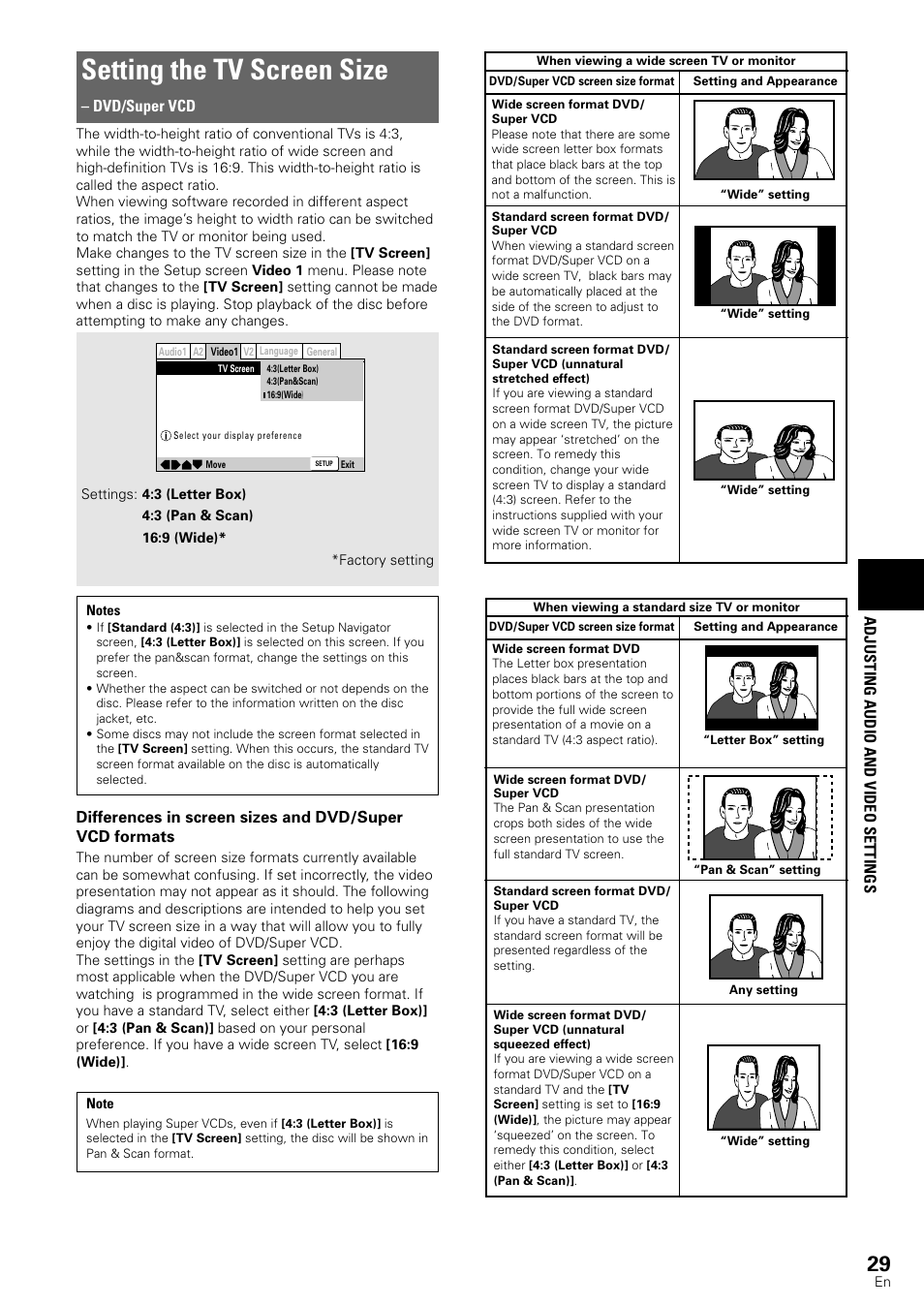 Setting the tv screen size | Pioneer DV-440 User Manual | Page 29 / 64