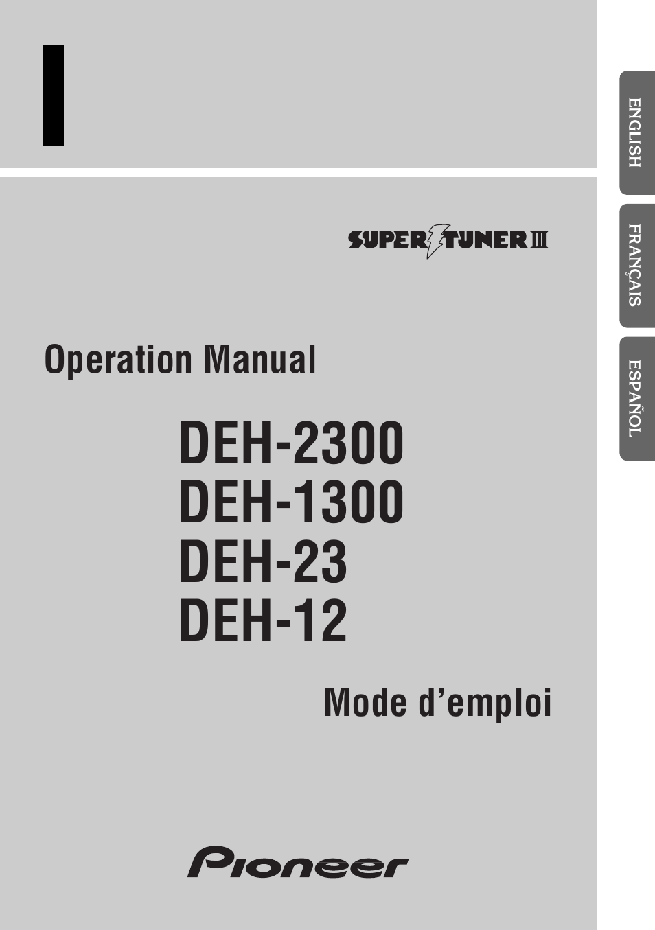 Pioneer spec DEH-12 User Manual | 64 pages