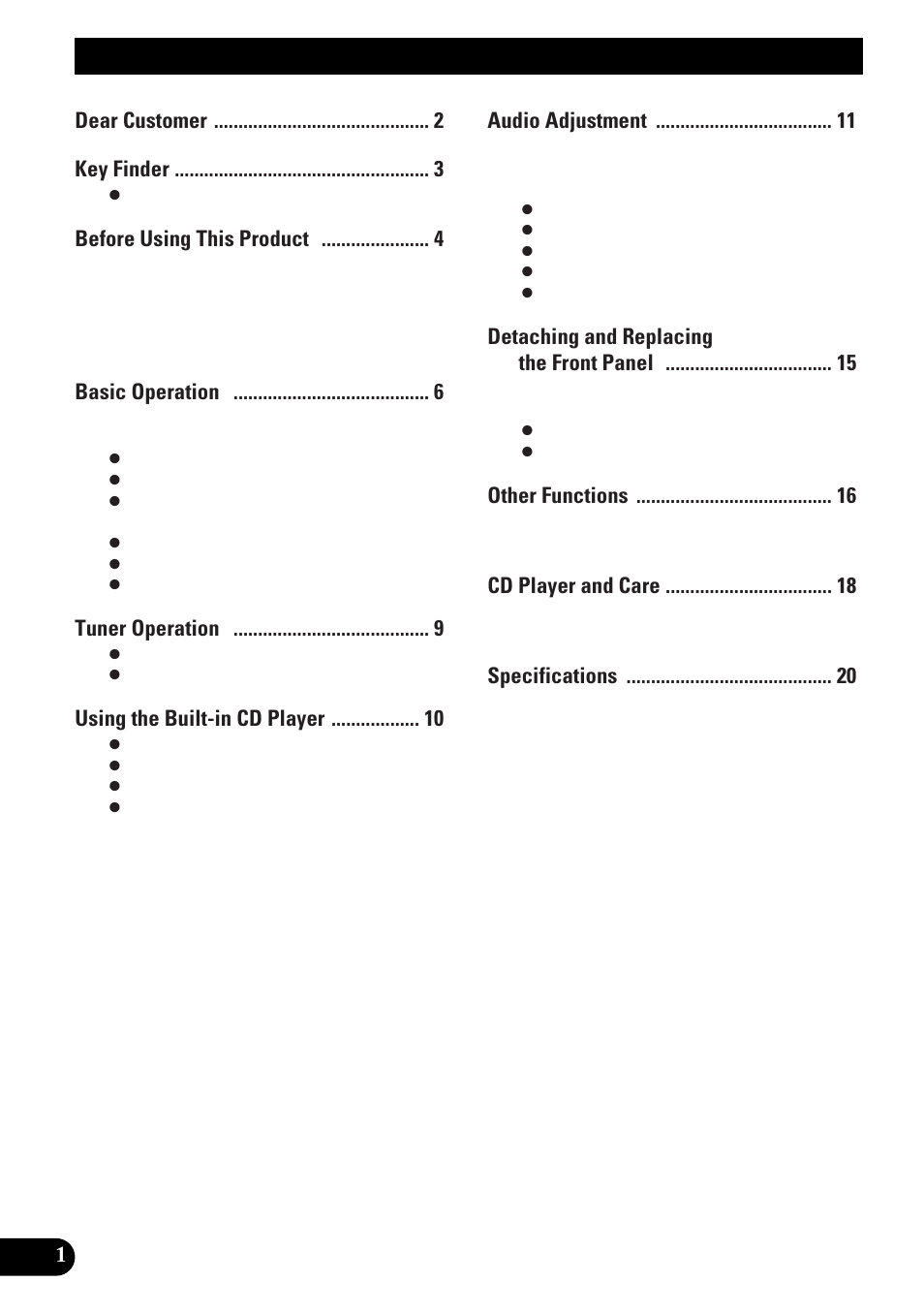 Pioneer spec DEH-12 User Manual | Page 2 / 64