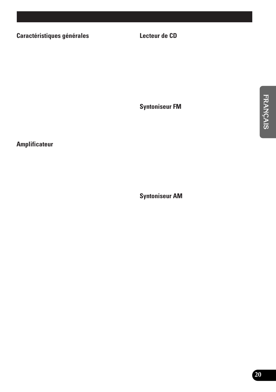 Spécifications, A title (english) | Pioneer spec DEH-12 User Manual | Page 41 / 64